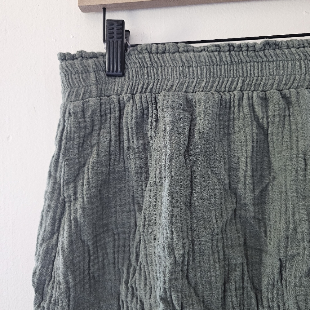 Elastic Waist Green A-Line Skirt - Picture 3 of 5